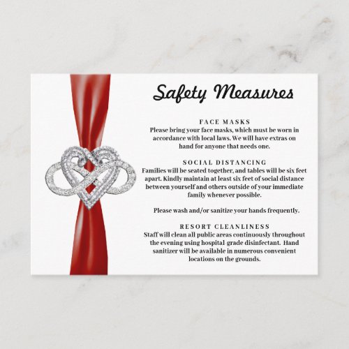 Red Ribbon Infinity Heart Safety Measures Enclosure Card