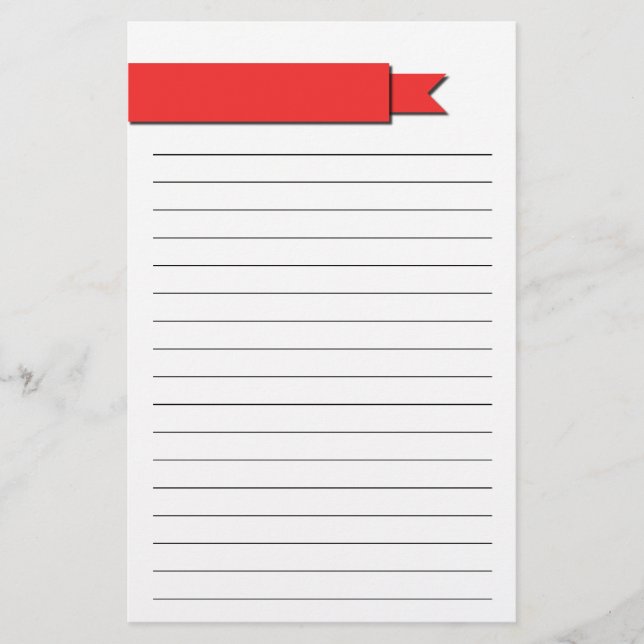 Red Ribbon Lined Stationery (Front)