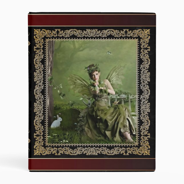Red ribbon Medieval Witches Book Of Shadows Mini Binder (Front)