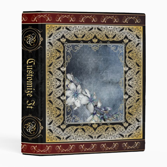 Red ribbon Medieval Witches Book Of Shadows Mini Binder (Front/Spine)