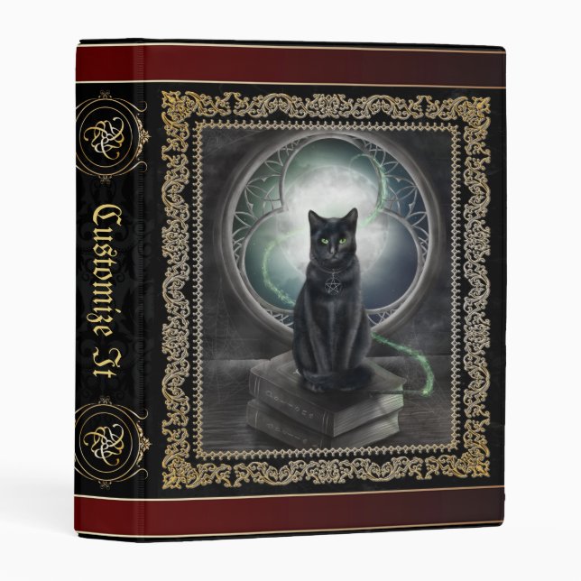 Red ribbon Medieval Witches Book Of Shadows Mini Binder (Front/Spine)