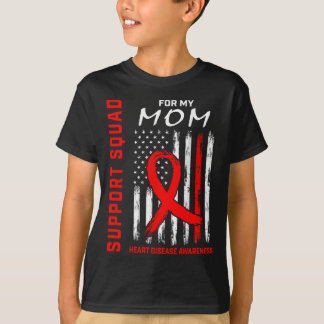 Red Ribbon Mom Heart Disease Awareness Flag Graphi T-Shirt