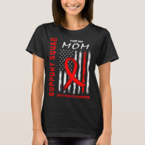 Red Ribbon Mom Heart Disease Awareness Flag Graphi T-Shirt