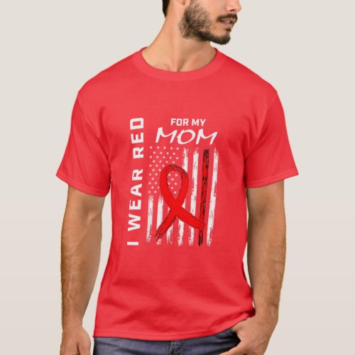 Red Ribbon Mom Heart Disease Awareness  T_Shirt