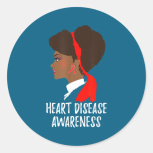 Red Ribbon Month _ National Heart Disease Awarenes Classic Round Sticker
