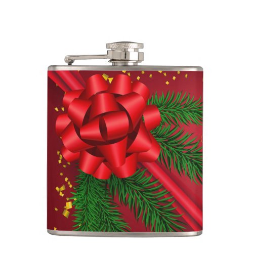 Red Ribbon Mural Flask