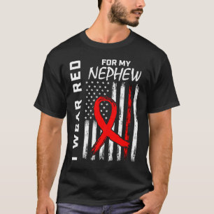 Red Ribbon Nephew Heart Disease Awareness American T-Shirt