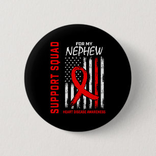 Red Ribbon Nephew Heart Disease Awareness Flag Bac Button