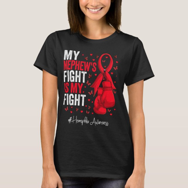 Red Ribbon Nephew Hemophilia Awareness T-Shirt (Front)