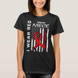 Red Ribbon Niece Heart Disease Awareness American T-Shirt