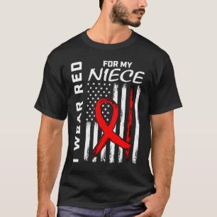 Red Ribbon Niece Heart Disease Awareness American T-Shirt