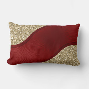 Red ribbon on golden background lumbar pillow