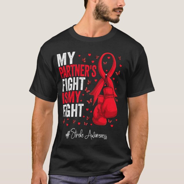 Red Ribbon Partner Stroke Awareness T-Shirt (Front)