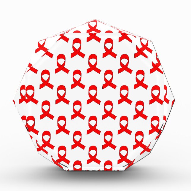 Red Ribbon Pattern Acrylic Award (Front)