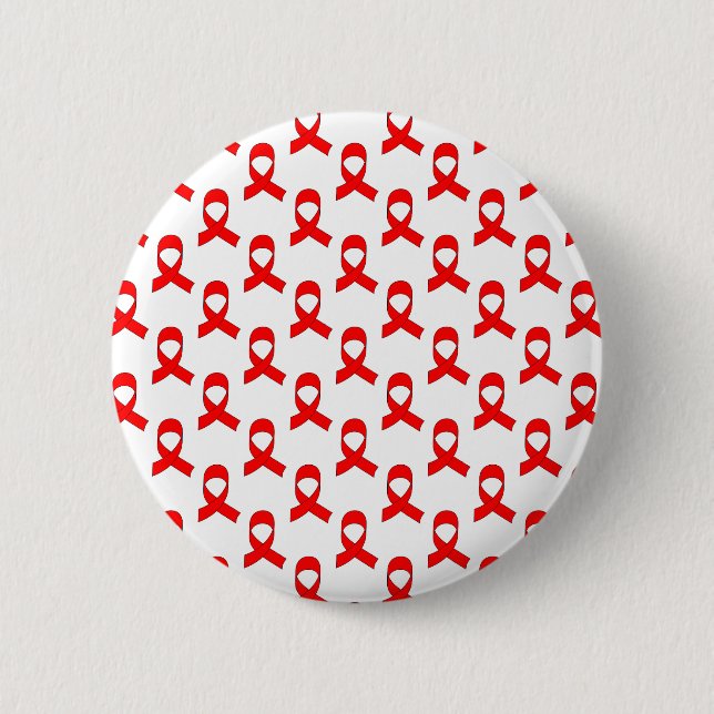 Red Ribbon Pattern Button (Front)