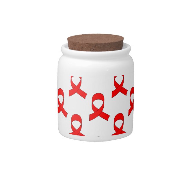 Red Ribbon Pattern Candy Jar (Front)
