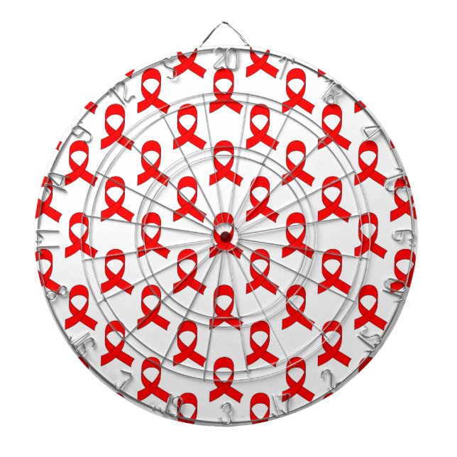 Red Ribbon Pattern Dart Board (Front)