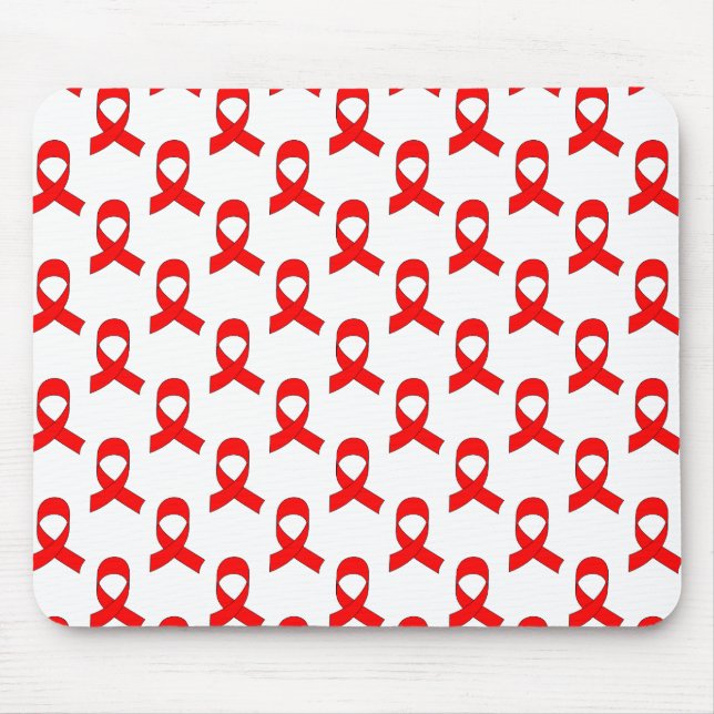 Red Ribbon Pattern Mouse Pad (Front)