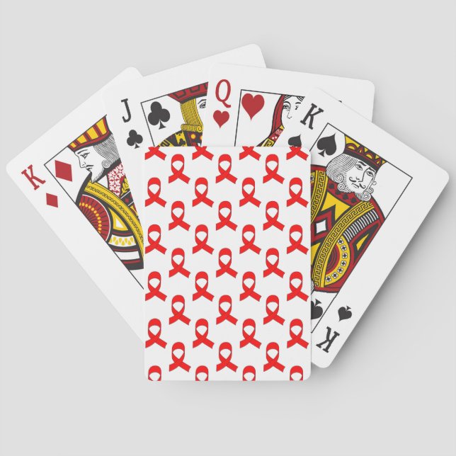 Red Ribbon Pattern Poker Cards (Back)