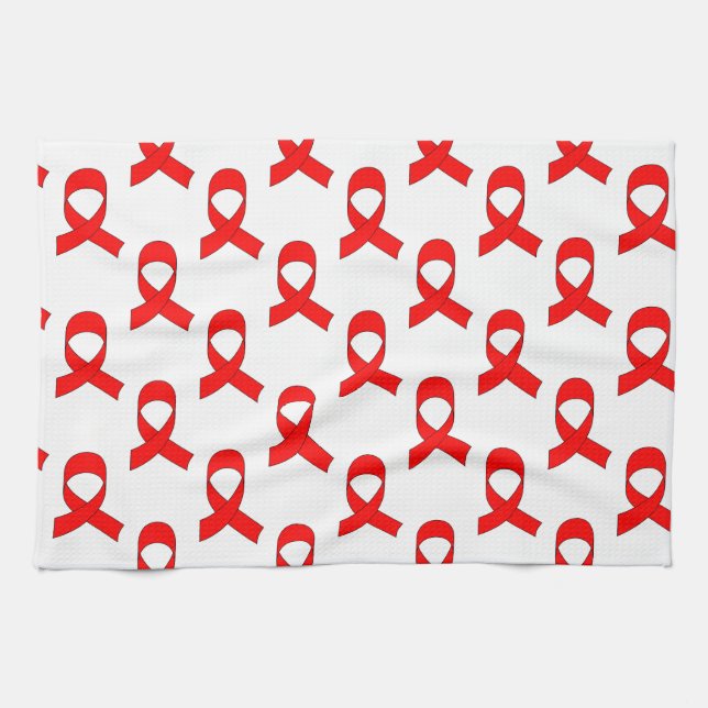 Red Ribbon Pattern Towel (Horizontal)