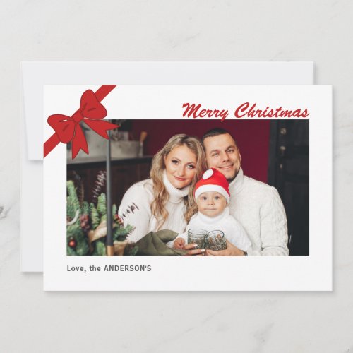 Red Ribbon Photo Christmas Holiday Card