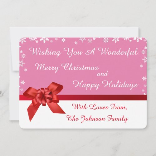 Red Ribbon Photo Collage Christmas Card