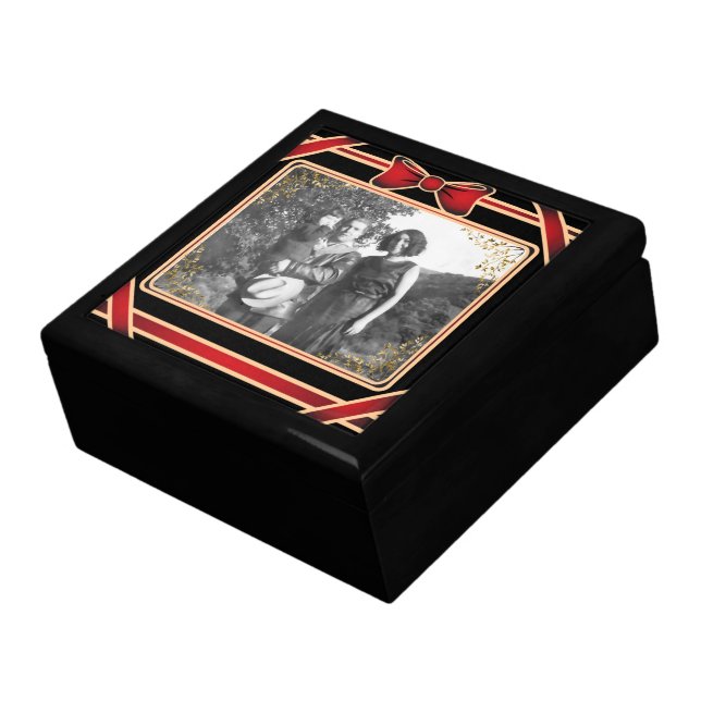 Red Ribbon Photo Template Gift Box (Side)