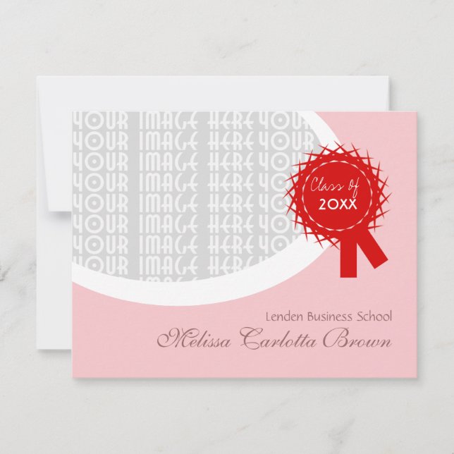 Red Ribbon Pink Graduation Invitation (Front)