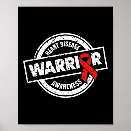 Red Ribbon Products Gifts Heart Disease Awareness  Poster