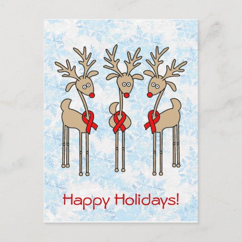 Red Ribbon Reindeer _ AIDS  HIV Holiday Postcard
