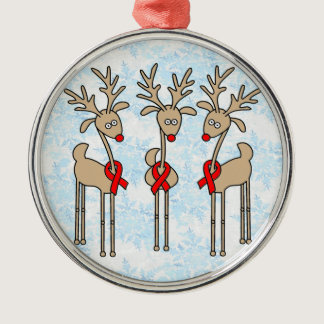 Red Ribbon Reindeer - AIDS & HIV Metal Ornament