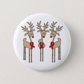 Red Ribbon Reindeer - AIDS & HIV Pinback Button