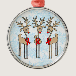 Red Ribbon Reindeer (Heart Disease & Stroke) Metal Ornament