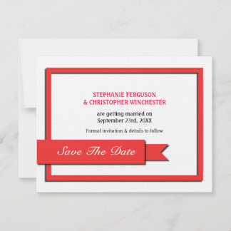 Red Ribbon Save The Date Invitation