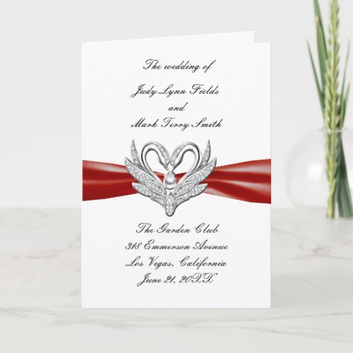 Red Ribbon Silver Swans Program Card