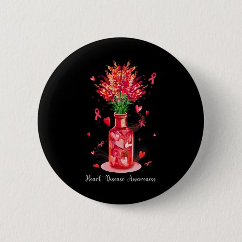 Red Ribbon Support Heart Disease Awareness  Button