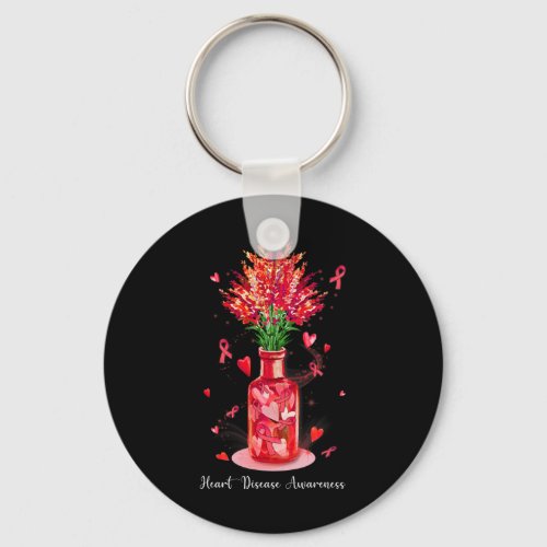 Red Ribbon Support Heart Disease Awareness  Keychain