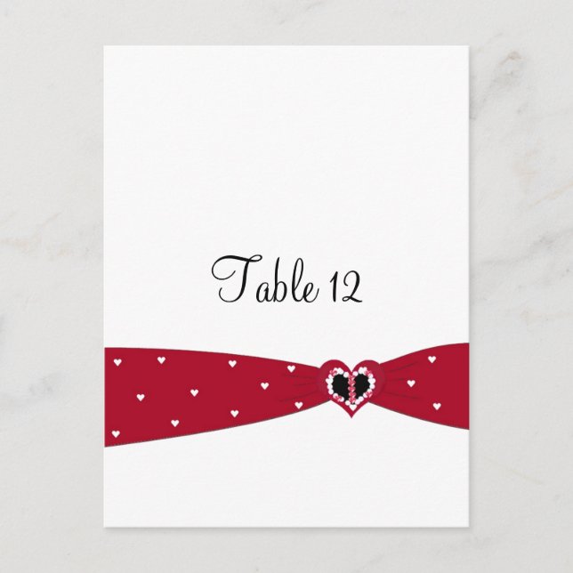 Red Ribbon Table Seating Card (Front)