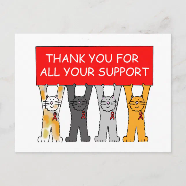 Red Ribbon Thank You for Your Support HIV AIDS Postcard (Front)