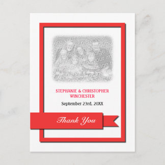 Red Ribbon Thank You Photo Postcard