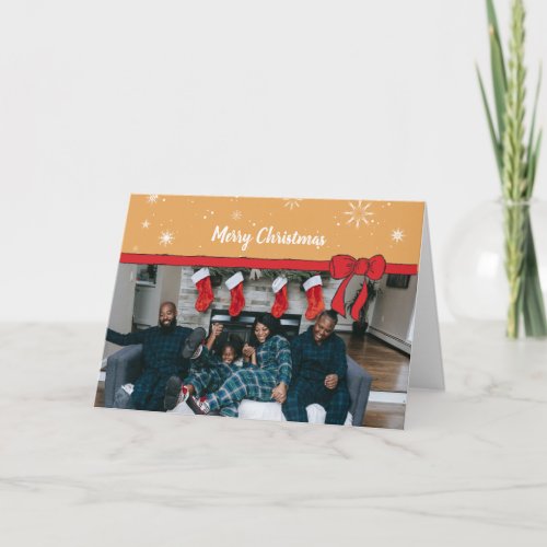 Red Ribbon Unique Holiday Photo Cards Personal Pho