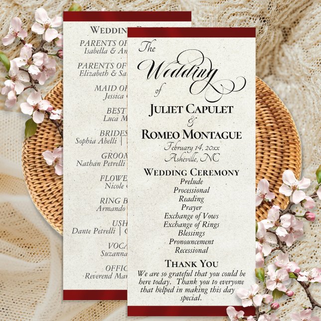 Red Ribbon Wedding Program (Creator Uploaded)