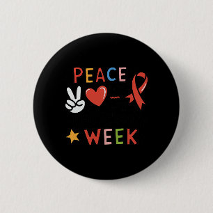 Red Ribbon Week Peace Love Cure Drug Free Say No T Button