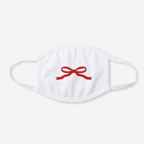 Red Ribbon White Cotton Face Mask