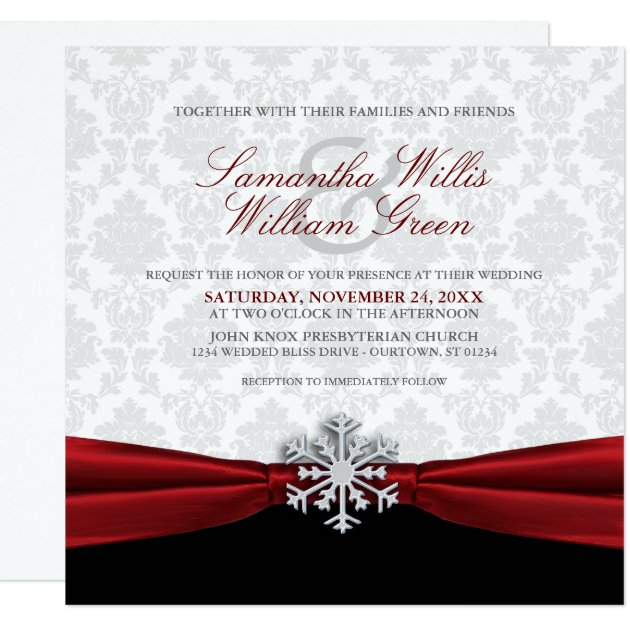 Red Ribbon Winter Wedding Invitation
