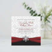 Red Ribbon Winter Wedding Invitation (Standing Front)