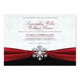 Red Ribbon Winter Wedding Invitation