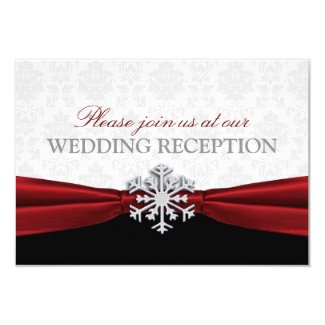 Red Ribbon Winter Wedding Reception Invitation