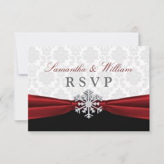 Red Ribbon Winter Wedding RSVP Card