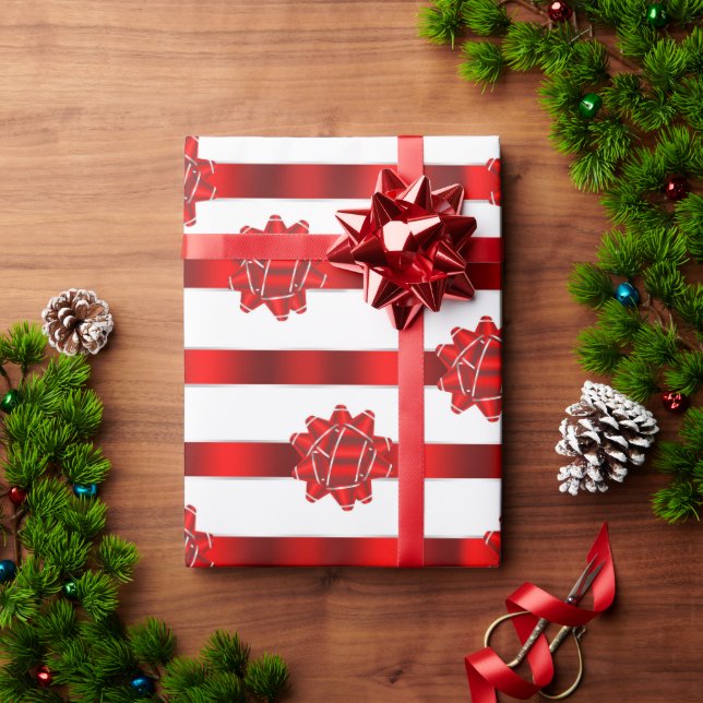 Red Ribbons & Bows Christmas Holiday Wrapping Paper (Holiday Gift)
